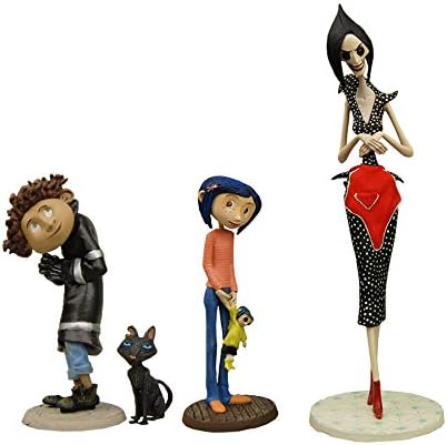 NECA Coraline PVC Mini Figures Set Coraline, Cat, Wybie & Mother 4 PVC Plastic Figures Manufacturer