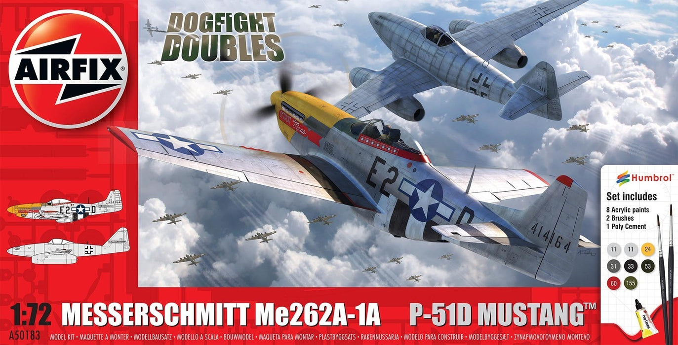 Airfix Messerschmitt Me 262 & P-51 D Mustang 1:72 Dogfight Double WWII