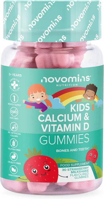 Calcium Gummies - Bone, Growth & Teeth Support - Vegetarian, Non-GMO, Gluten-Free - 30 Chewable with Vitamin D & K2 Junior