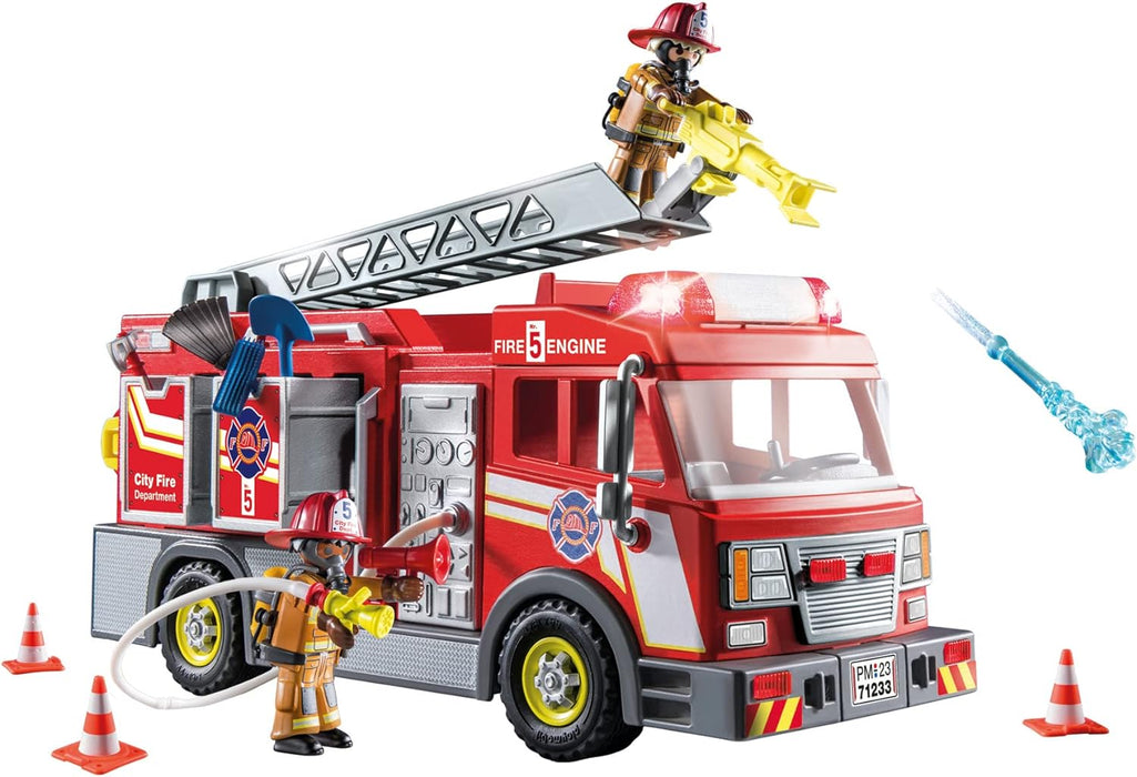 PLAYMOBIL Duck On Call Fire Truck Toy With Figures - Weight-Shift Steering & Water Cannon
