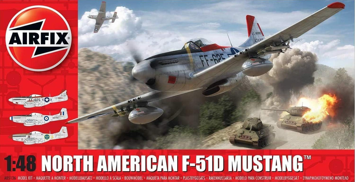 Airfix A05136 North American F51D Mustang Model Kit, 1:48 Scale