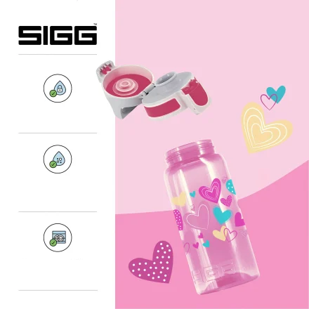Junior SIGG Kids VIVA Hearts  Water Bottle (0.5L), Light Pink Design