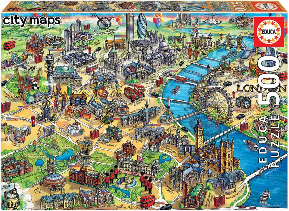 Educa Borras London City Map Puzzle - 500 Piece Vibrant Jigsaw