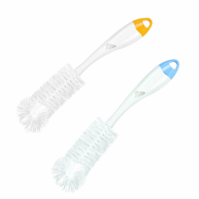 NUK Brush: Soft Blue - Soft  Yellow -  Flexible Spout, Baby Bottle Cleaner junior