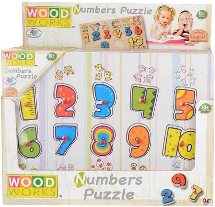 Wood Works Alphabet Wooden Educational Letter and Number Peg Puzzle