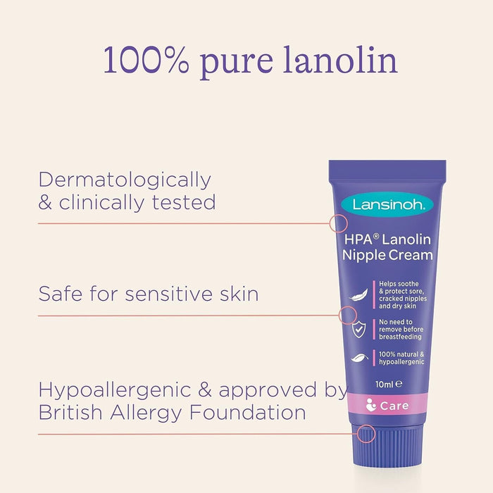 Junior Lansinoh HPA Lanolin Nipple Cream: 10ml | Soothes Sore Nipples & Cracked Skin