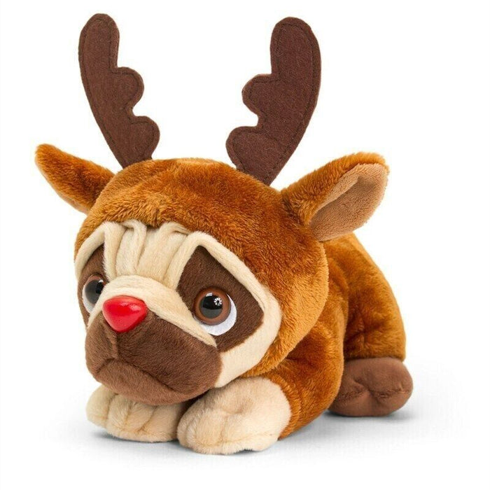 Keel Toys Christmas Pug Dog Pugsley With Reindeer Outfit
