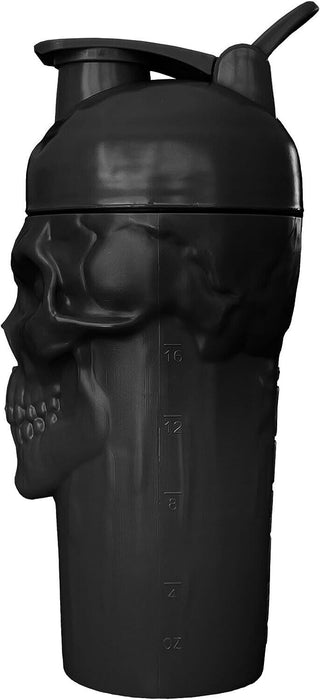 JNX SPORTS The Curse! Skull Shaker Bottle - 24oz - Full Black Limited Ed - Mixer