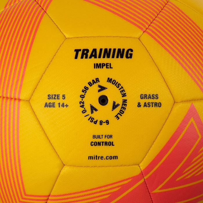 Junior Mitre Impel Training Soccer Ball Size 5 - Yellow Tangerine Black