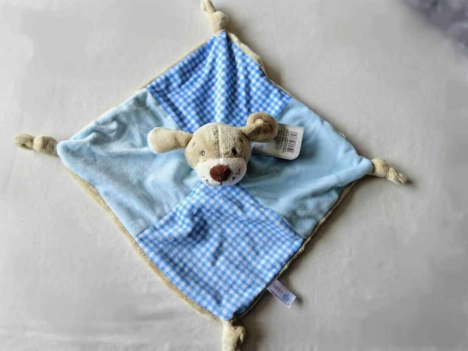 Junior Keel Toys Baby Bear Blue Gingham, Soft Comfort Blanket 28cm