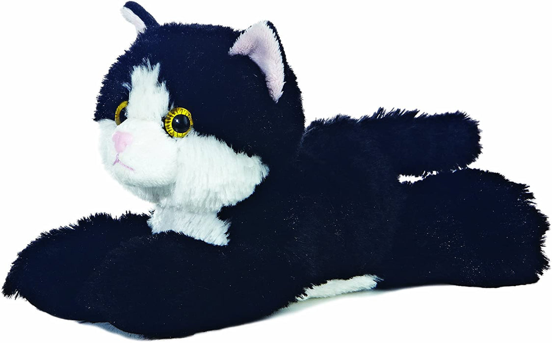 ≽ܫ≼ Aurora 8-inch Flopsie Cat (Black/White) - Your Cuddle Companion!